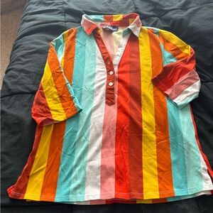 Colorful Striped polo Shirt by the fun brand Lesley Evers